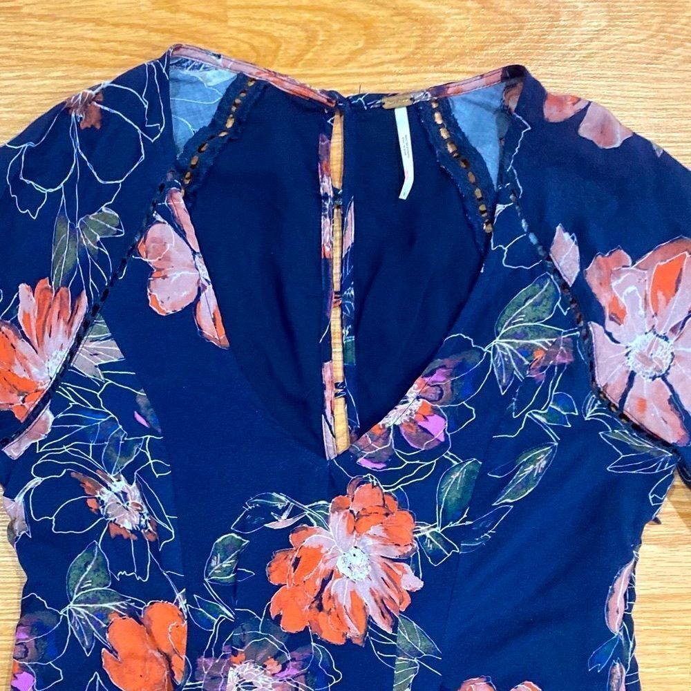 Free People “All Eyes on You” Boho Floating Floral Mini Dress - Picture 6 of 13